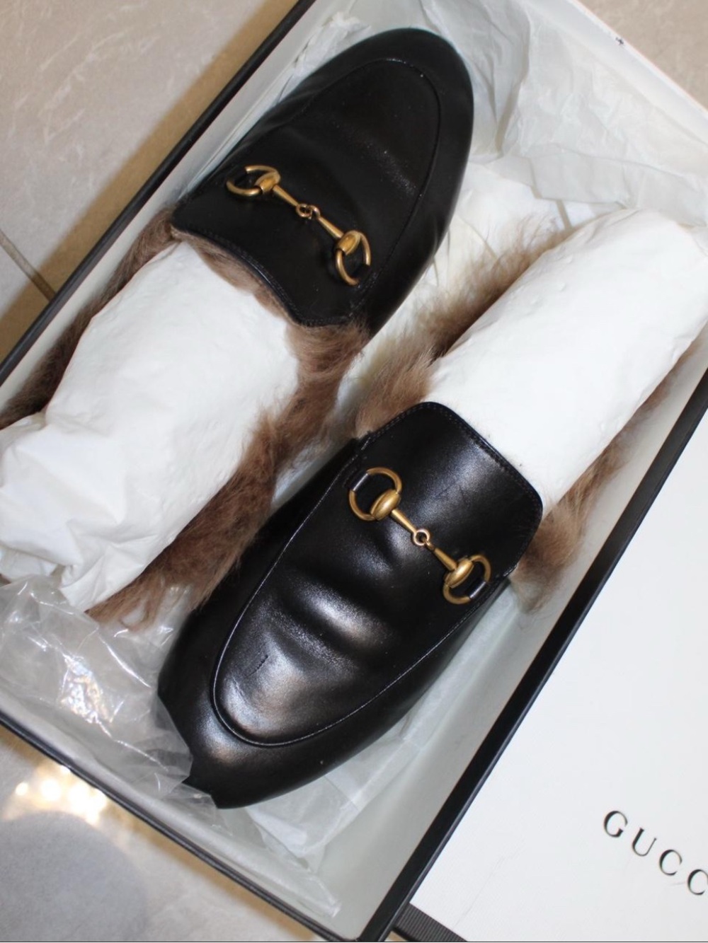 Gucci Black Leather Shoe Sole with Tan Insole Marking